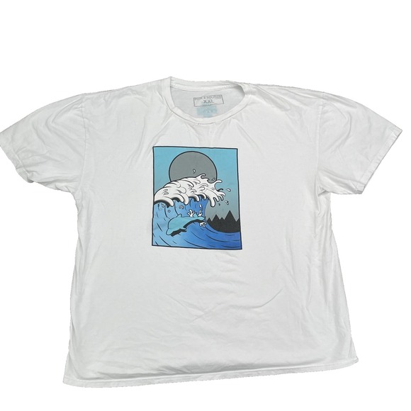 Pink + Dolphin T-Shirt Men's‎ XXL White Skate Surf Relaxed Outdoor Gorpcore Y2K - Picture 1 of 10